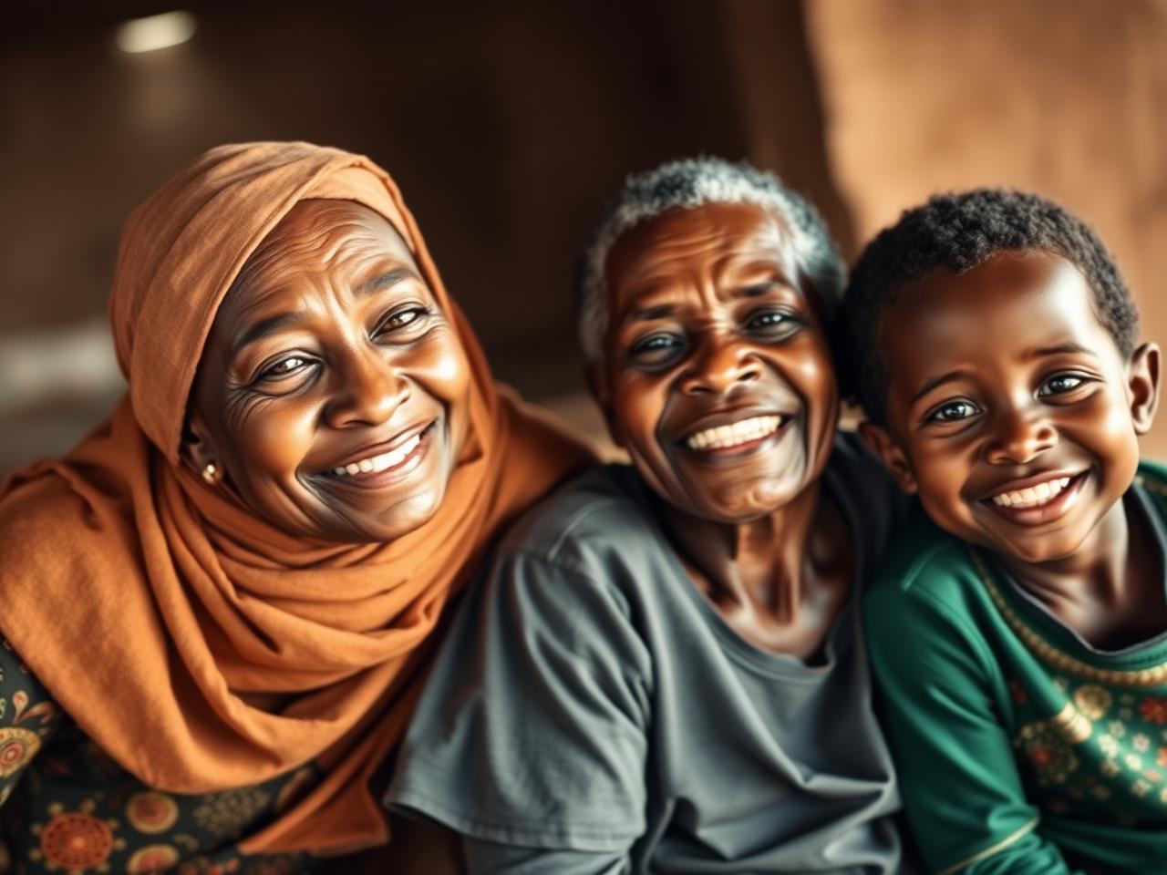 A warm multigenerational family smiling together